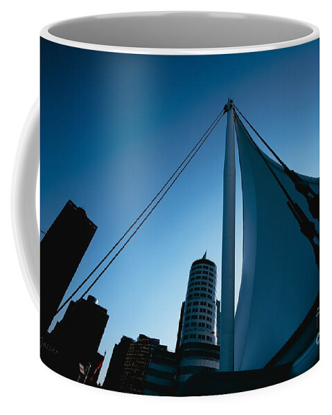 Winter Olympic Coffee Mug featuring the photograph 0178 Port of Vancouver Sails Canada Place Waterfront Vancouver by Nasser Atelier