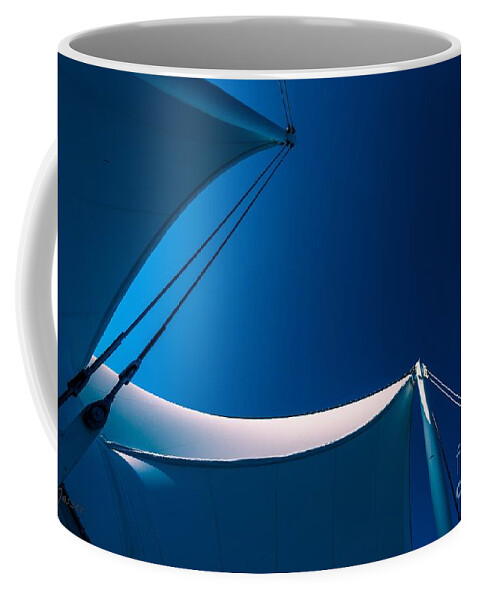 Winter Olympic City Coffee Mug featuring the photograph 0193 Port of Vancouver Sails Canada Place Waterfront Vancouver by Nasser Atelier