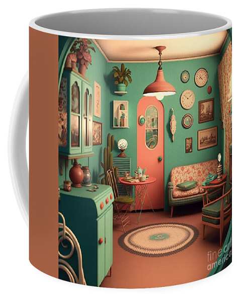 50s Kitsch Coffee Mug featuring the mixed media 50s Kitsch by Jay Schankman