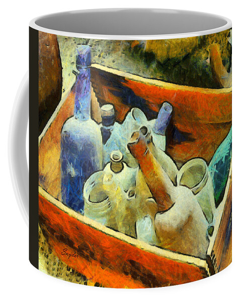 A Box Of Antique Bottles Coffee Mug featuring the photograph A Box of Antique Bottles #1 by Barbara Snyder