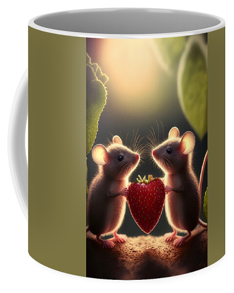 A Couple Of Love Mices Coffee Mug featuring the mixed media A Couple of Love Mices 3 #1 by Lilia S