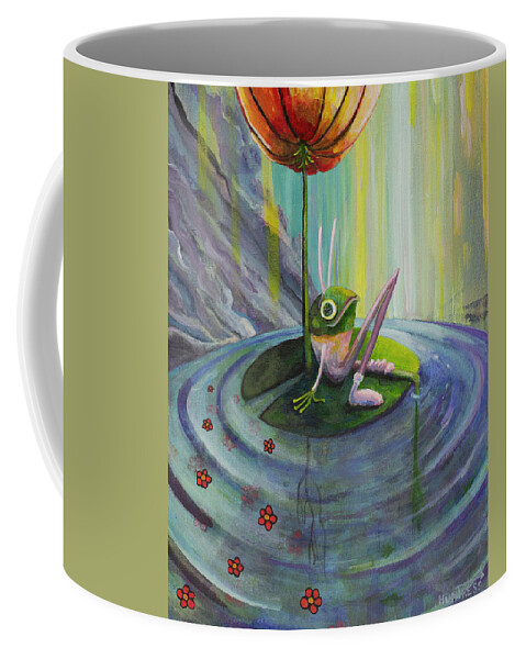 Frog Coffee Mug featuring the painting A Frog in a Bunny Suit by Mindy Huntress