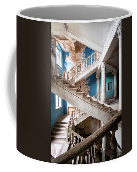Abandoned Coffee Mug featuring the photograph Abandoned Blue Staircase #1 by Roman Robroek