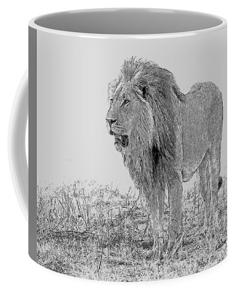 Digital Art Coffee Mug featuring the digital art African Lion 2 #1 by Larry Linton