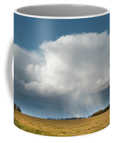 Storm Coffee Mug featuring the photograph Alberta prairie storm by Karen Rispin