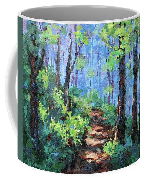 Forest Coffee Mug featuring the painting Along the Path by Karen Ilari