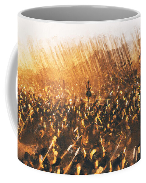 Greek Warrior Coffee Mug featuring the painting Ancient Greek Army - 16 by AM FineArtPrints