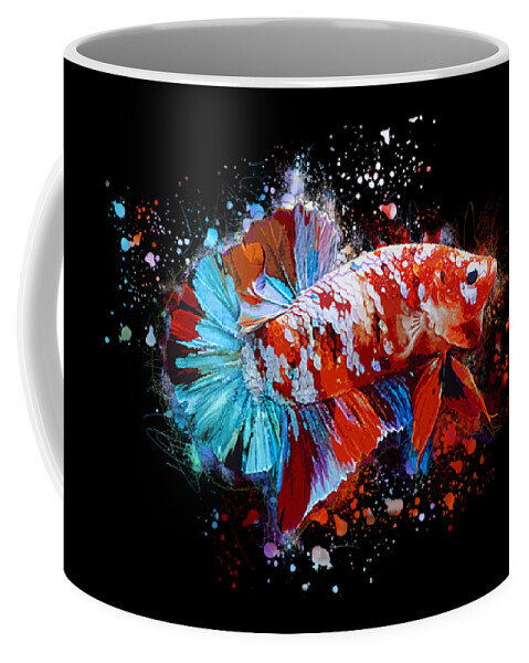 Artistic Coffee Mug featuring the digital art Artistic Galaxy Koi Betta Fish by Sambel Pedes