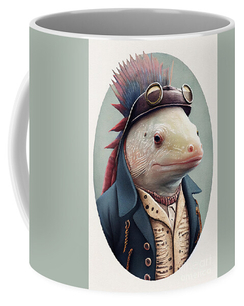 Axolotl in Suit Watercolor Hipster Animal Retro Costume #1 Coffee