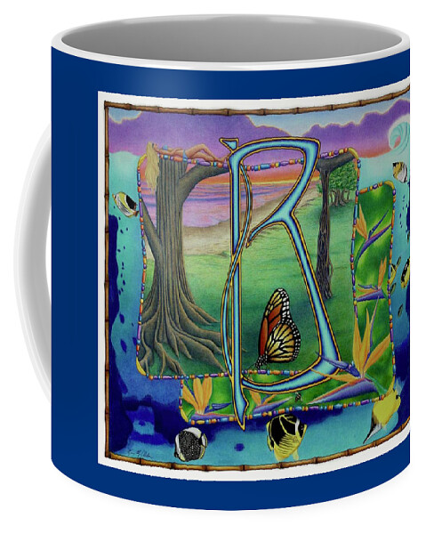 Kim Mcclinton Coffee Mug featuring the drawing B is for Beach by Kim McClinton