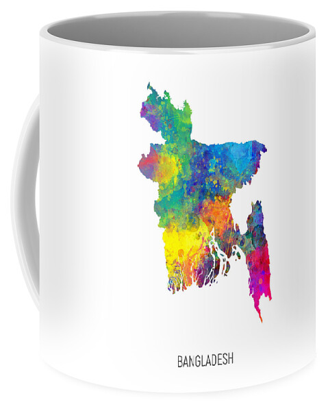 Bangladesh Coffee Mug featuring the digital art Bangladesh Watercolor Map by Michael Tompsett