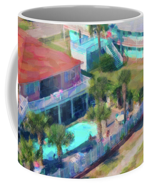 Beach Coffee Mug featuring the painting Beach house #1 by Darrell Foster