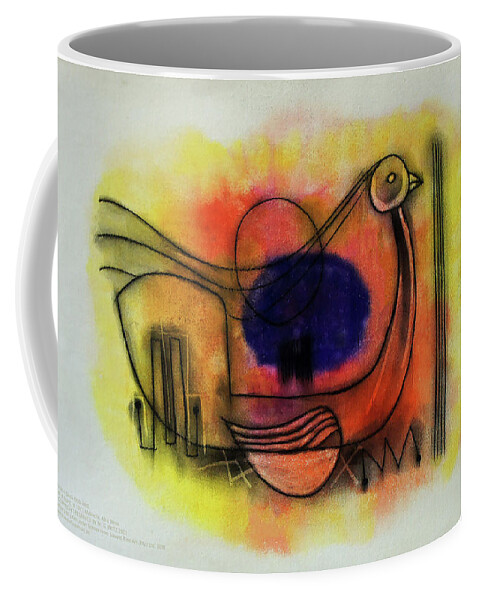 Abstract Coffee Mug featuring the painting Bird Of Spirit by Winston Saoli 1950-1995