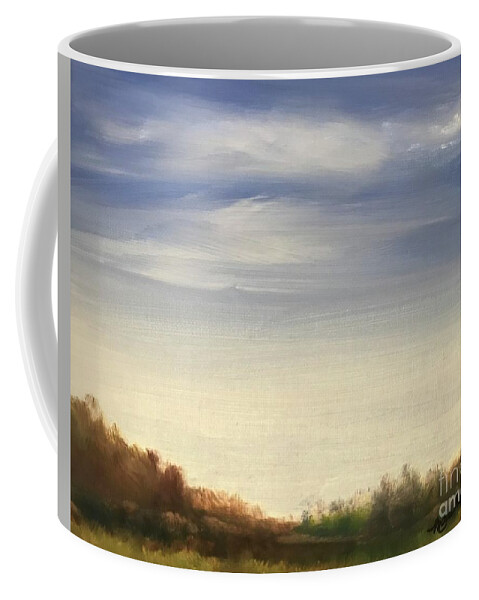 Blue Sky Landscape Coffee Mug featuring the painting Blue Sky by Sheila Mashaw