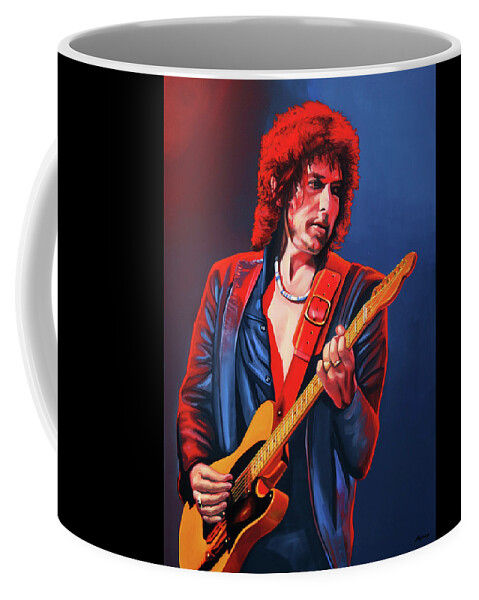 Bob Dylan Coffee Mug featuring the painting Bob Dylan Painting #1 by Paul Meijering