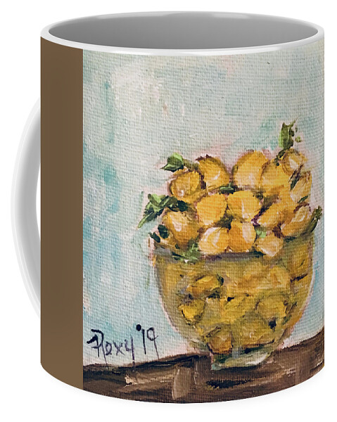 Lemons Coffee Mug featuring the painting Bowl of Lemons #1 by Roxy Rich