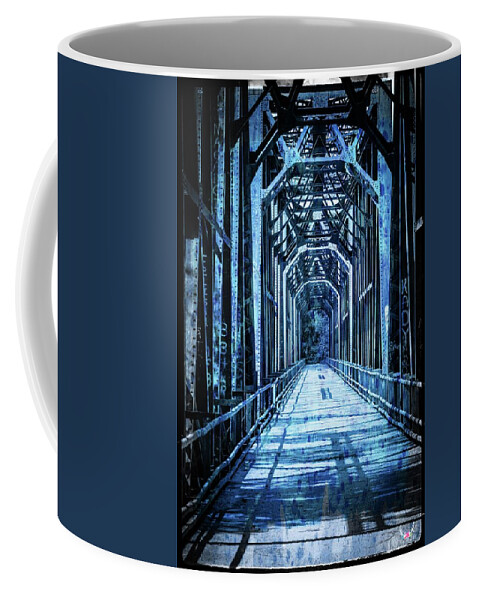 Historic Coffee Mug featuring the photograph Bridge in Blue by Pam Rendall
