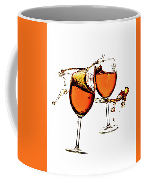 Damaged Coffee Mug featuring the photograph Broken wine glasses with wine splashes on a white background #1 by Michalakis Ppalis