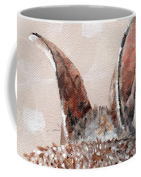 Rabbit Coffee Mug featuring the painting Tails - Bunny Butt by Annie Troe