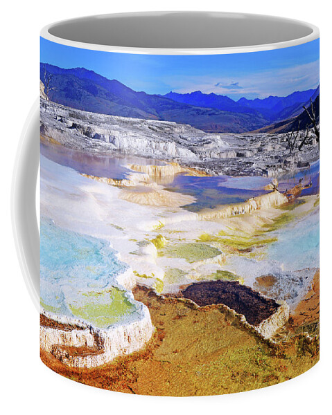 Canary Spring Coffee Mug featuring the photograph Canary Spring in Yellowstone #1 by Shixing Wen