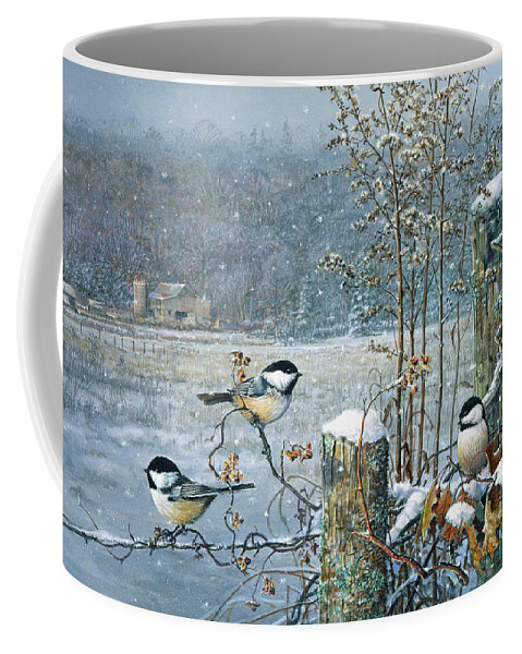 Scott Zoellick Coffee Mug featuring the painting Chicadees by Scott Zoellick