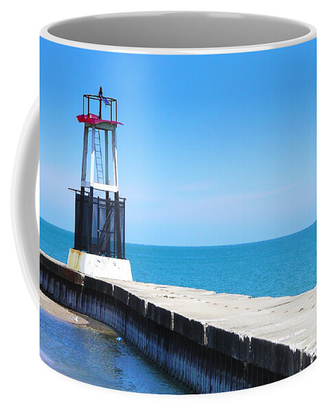 Architecture Coffee Mug featuring the photograph Chicago Skyline North Avenue Beach Pier #2 by Patrick Malon