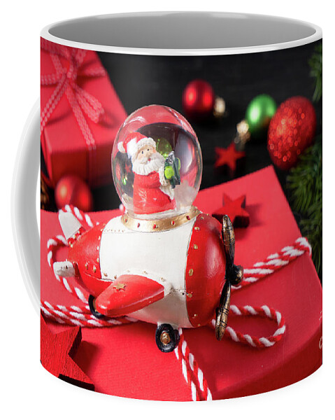 Christmas Coffee Mug featuring the photograph Christmas flat lay scene with golden decorations #1 by Anastasy Yarmolovich