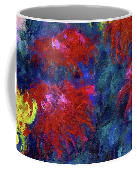 Monet Coffee Mug featuring the painting Chrysanthemums #1 by Jon Baran