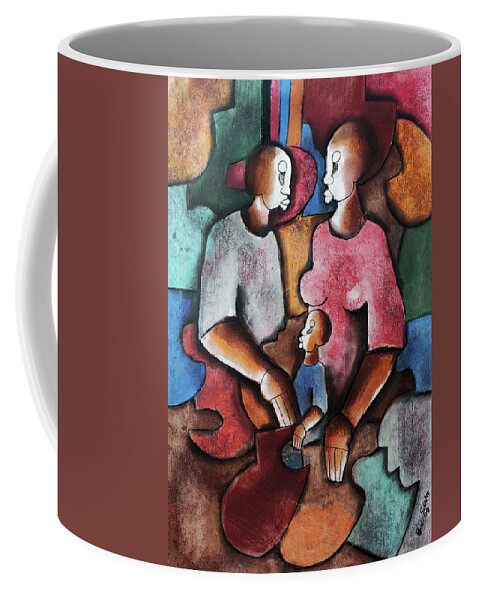 African Art Coffee Mug featuring the painting Circle of Love by Peter Sibeko 1940-2013