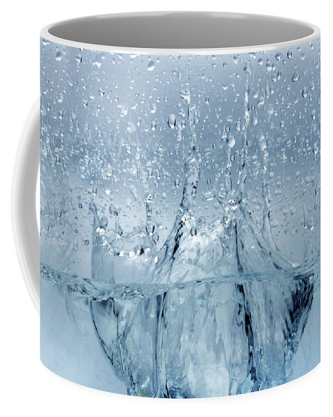 Abstract Coffee Mug featuring the photograph Close Up Of The Water Splash Blue #1 by Severija Kirilovaite