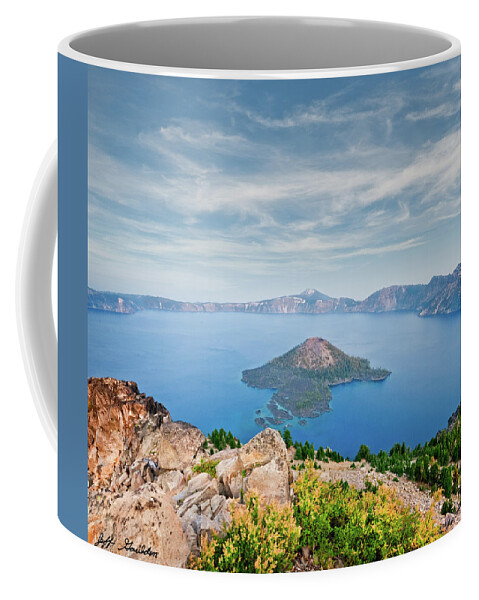 Aerial View Coffee Mug featuring the photograph Crater Lake in the Evening by Jeff Goulden