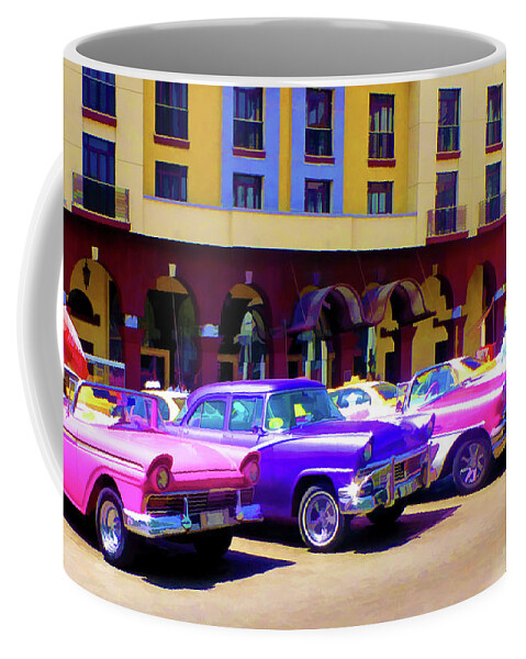 Cars Coffee Mug featuring the digital art Cuban Chorus Line #1 by Karol Blumenthal
