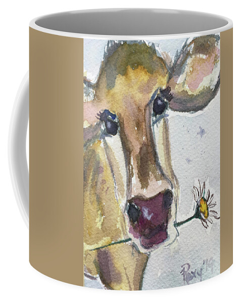 Cow Coffee Mug featuring the painting Daisy by Roxy Rich