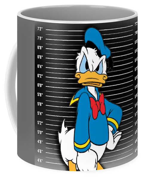 Donald Duck Mug Shot Mugshot Angry #1 Coffee Mug by Tony Rubino - Pixels
