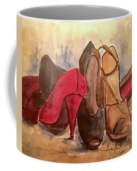  Coffee Mug featuring the painting Dress shoes by Angie ONeal