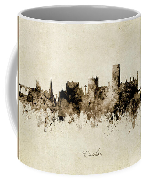 Durham Coffee Mug featuring the digital art Durham England Skyline by Michael Tompsett
