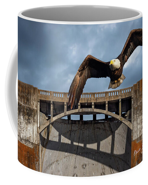 Eagle Coffee Mug featuring the photograph Eagle at the Dam #1 by David Wagenblatt