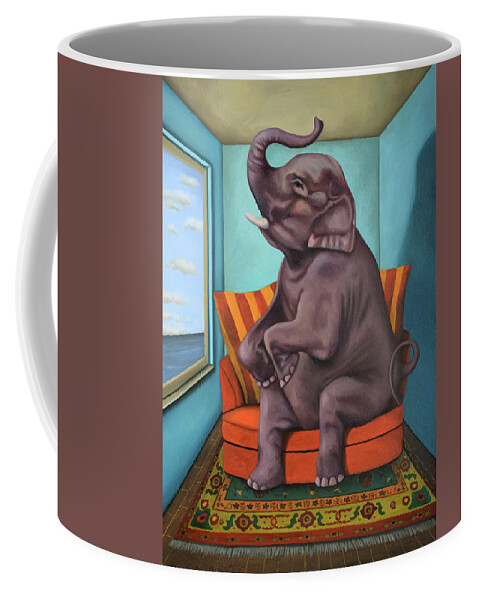 Elephant Coffee Mug featuring the painting Elephant In The Room 2 #1 by Leah Saulnier The Painting Maniac