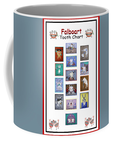Falboart Tooth Chart 3 Coffee Mug featuring the painting Falboart Tooth Chart by Anthony Falbo