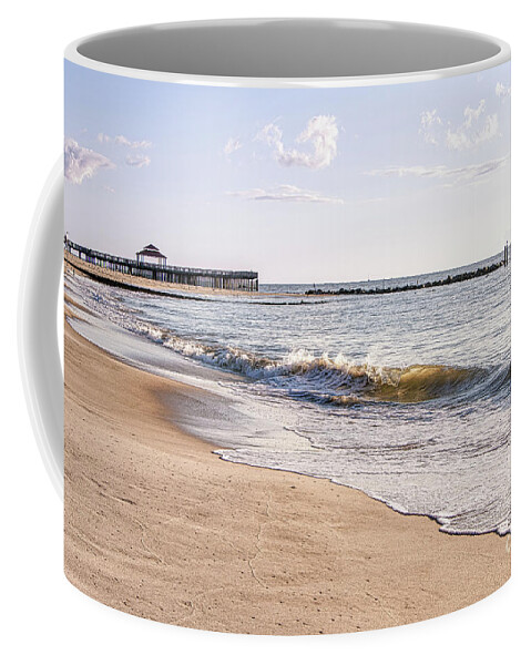 Buckroe Beach Coffee Mug featuring the photograph Fishing Pier at Buckroe Beach #1 by Robert Anastasi