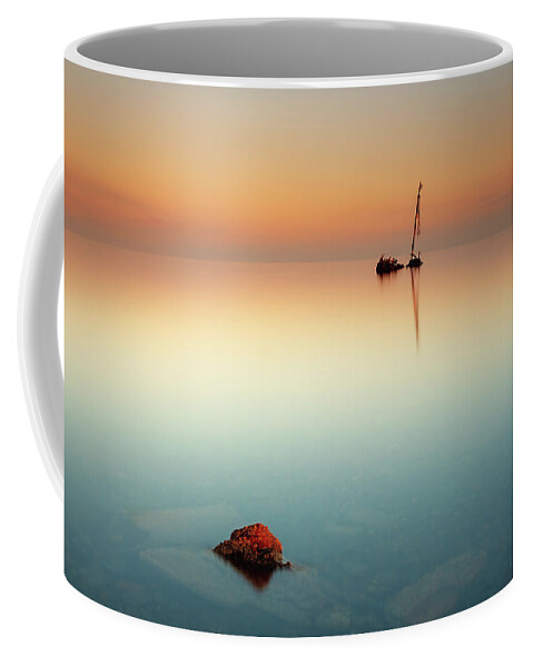 Shipwreck Coffee Mug featuring the photograph Flat calm shipwreck by Grant Glendinning