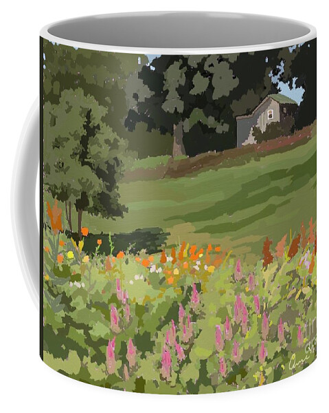 Flower Coffee Mug featuring the digital art Flower Farm Hill #1 by Anne Marie Brown