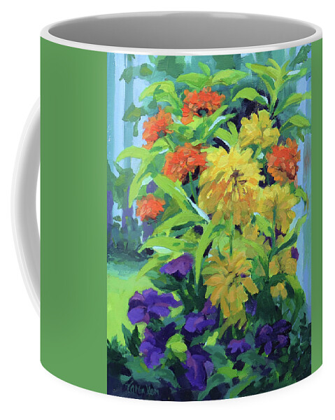 Garden Coffee Mug featuring the painting Garden Corner by Karen Ilari
