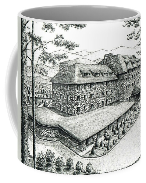  Coffee Mug featuring the drawing Grove Park Inn #1 by Lee Pantas