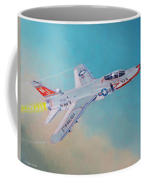 Aviation Coffee Mug featuring the painting Grumman F11F Tiger #1 by Douglas Castleman