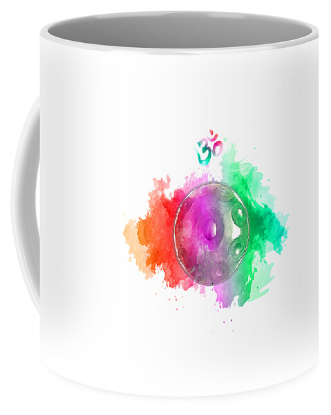 Handpan Coffee Mug featuring the digital art Handpan OM in colorfull by Alexa Szlavics