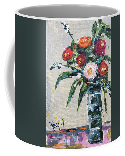 Roses Coffee Mug featuring the painting Happy Little Roses by Roxy Rich