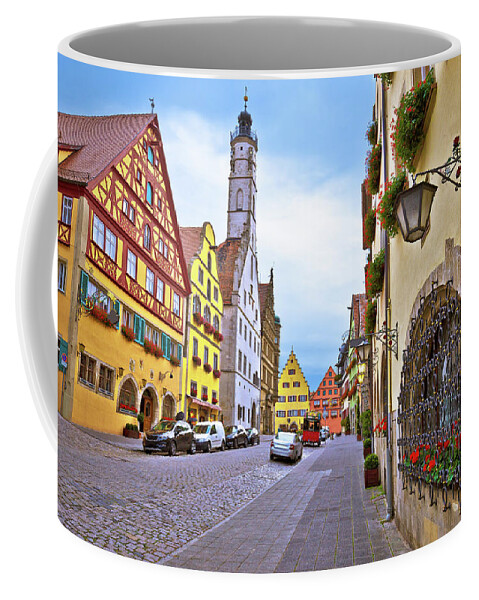 Rothenburg Ob Der Tauber Coffee Mug featuring the photograph Idyllic Germany. Street architecture of medieval German town of #1 by Brch Photography