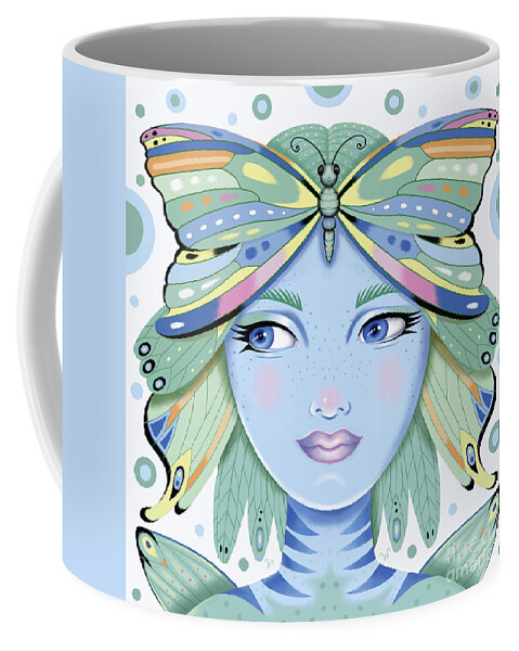 Fantasy Coffee Mug featuring the digital art Insect Girl, Winga - Sq.White by Valerie White