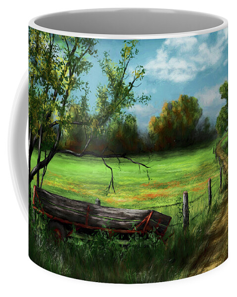 Illustration Coffee Mug featuring the mixed media Country Road by Ron Grafe